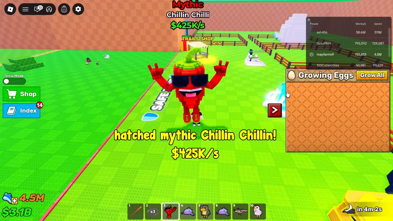 Mythic Chillin Chilli with the native income label $425K/s.