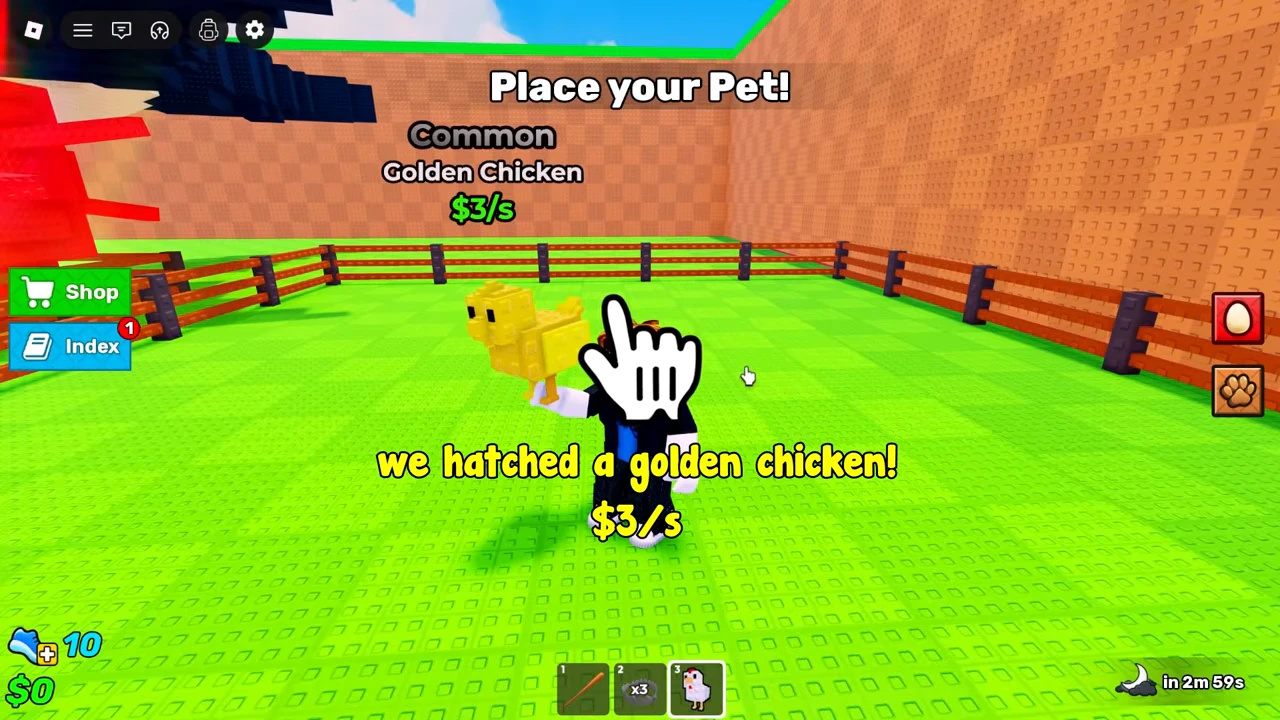 Common Golden Chicken with the native income label $3/s.
