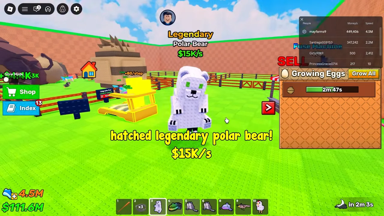 Legendary Polar Bear with the native income label $15K/s.
