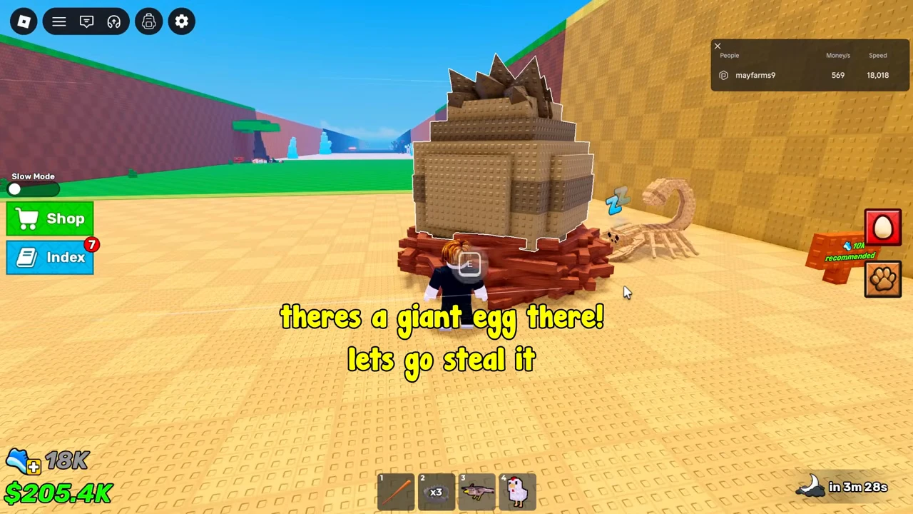 E interaction at a large tan spiked egg in a nest beside a sleeping scorpion.