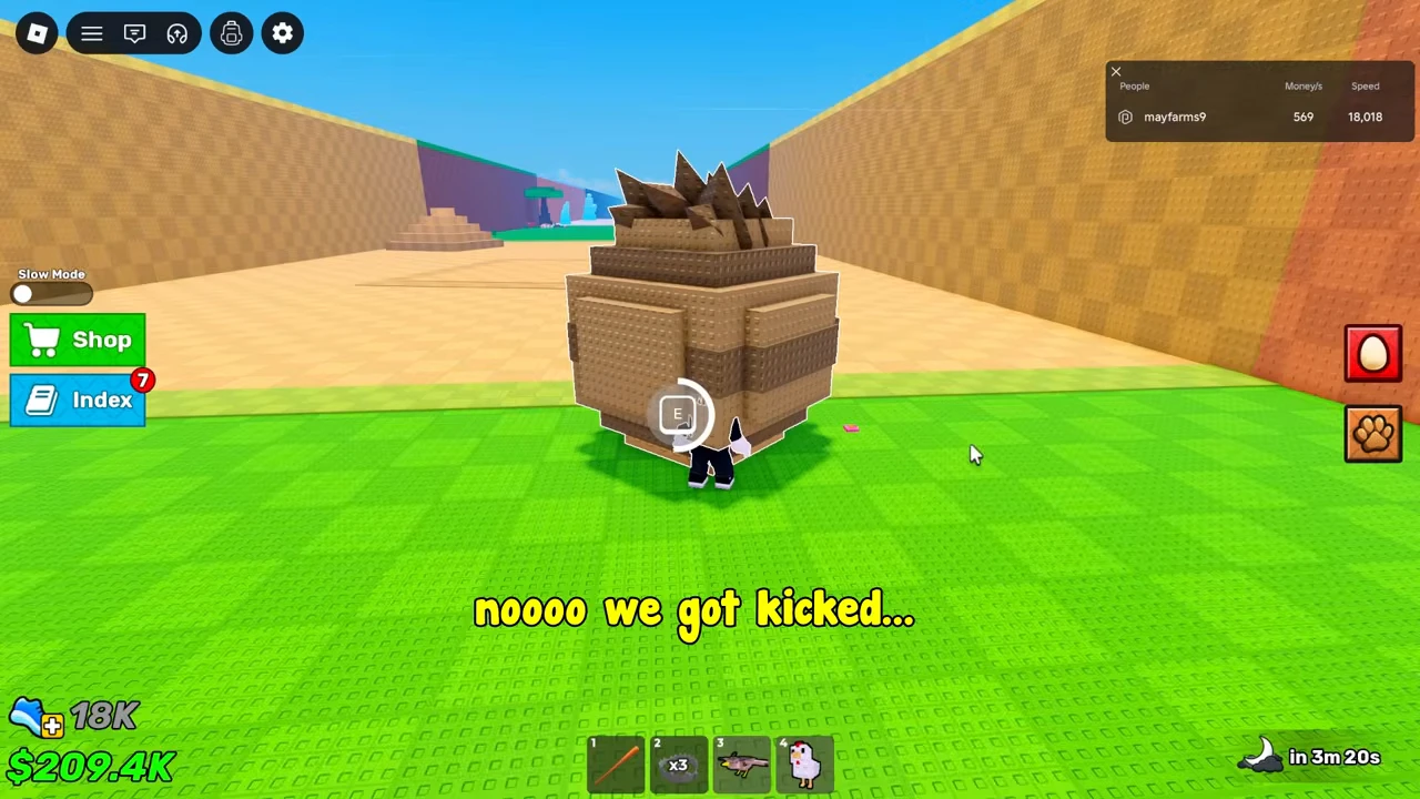 E interaction progress on the same tan spiked egg after it has fallen onto the green ground.